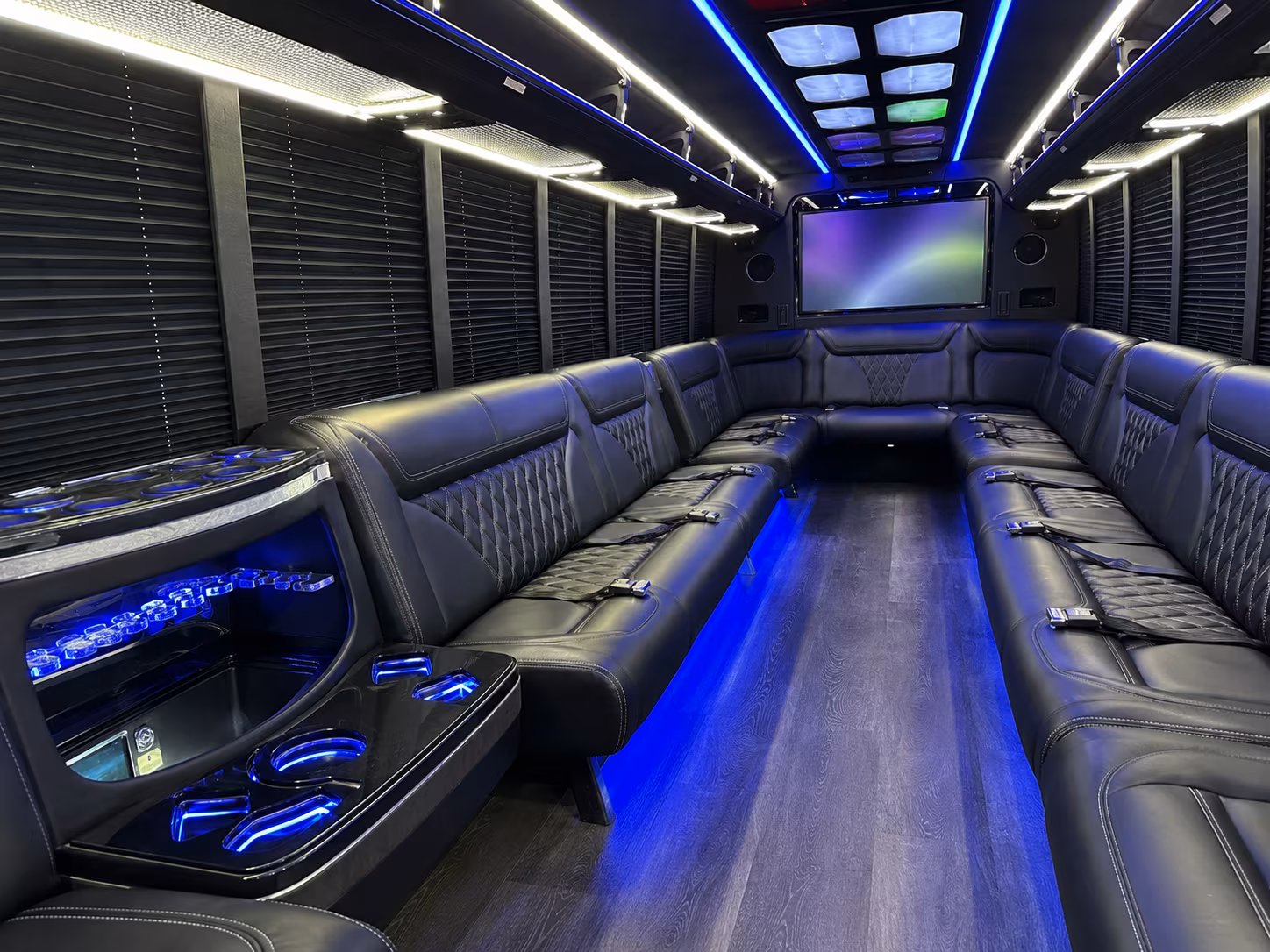 loveland 20 passenger party bus inside
