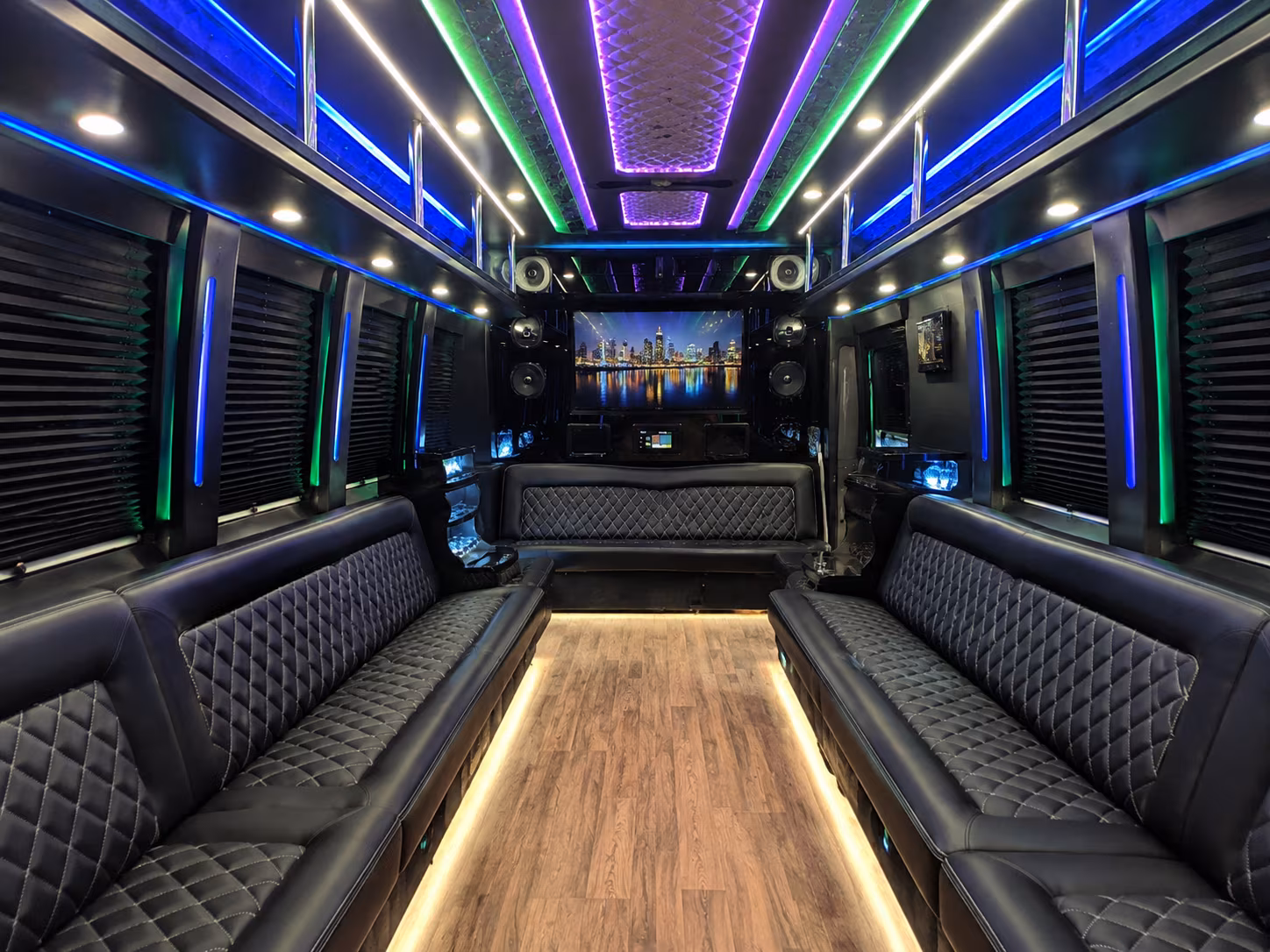 loveland 25 passenger party bus interior