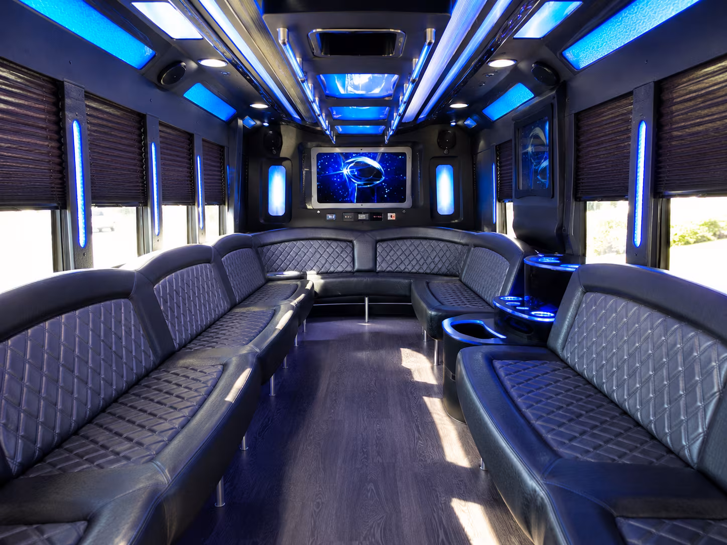 loveland 28 passenger party bus inside