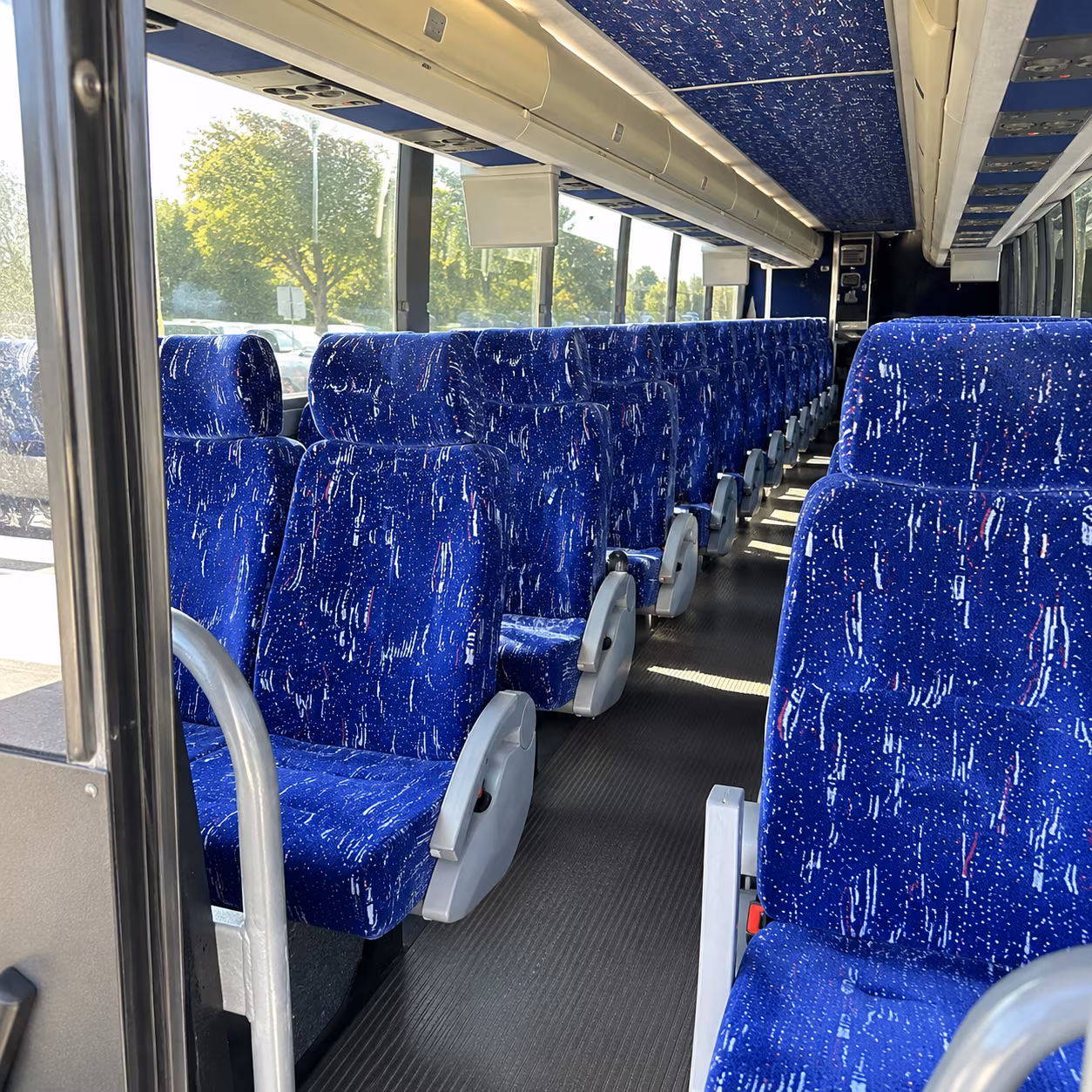 loveland 50 passenger charter bus inside